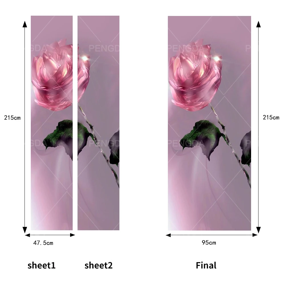 Waterproof Wallpaper Print Beautiful Rose Flower Decor Sticker DIY Renovation For Bedroom Home Design Self Adhesive Door Picture