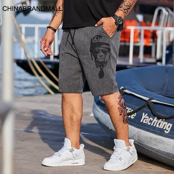 

super Brand Big size Men's Wear Fat Pants Plus Fat Plus Leisure Pants Stripes Loose Shorts Male Five Points Pants