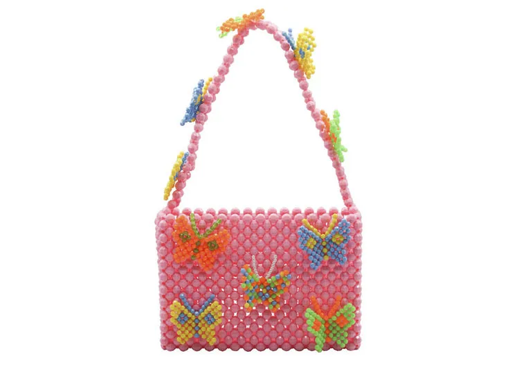 

Popular Bead Bag Rainbow Hand-woven Pearl Celebrity Handbag Unique Design Colourful Ladies Party Bag Totes Acrylic Evening Party