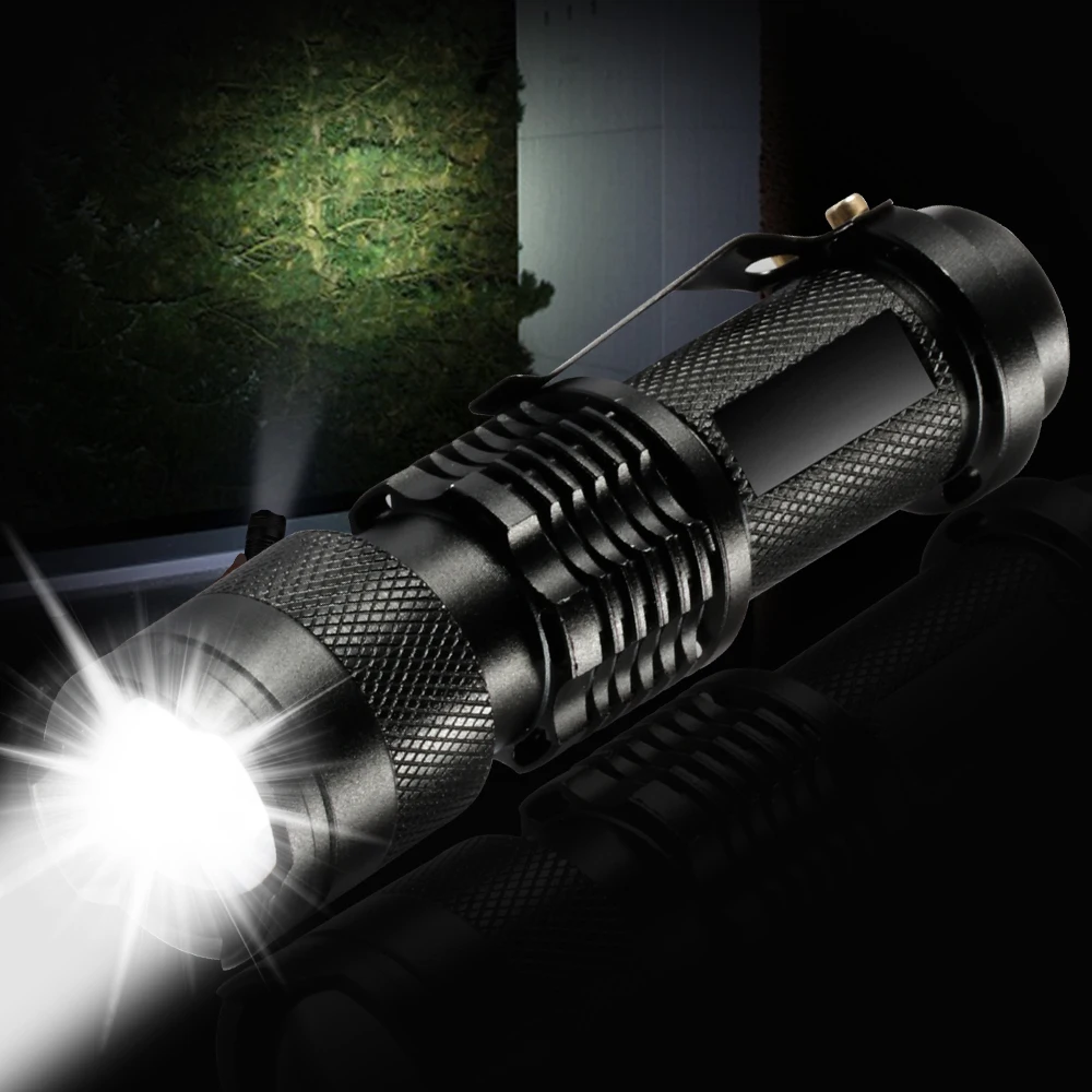 

Mini Flashlight LED T6 L2 Adjustable Focus Zoom Portable Torch for Bike light lamp USB Chargerable 18650 battery (Black)