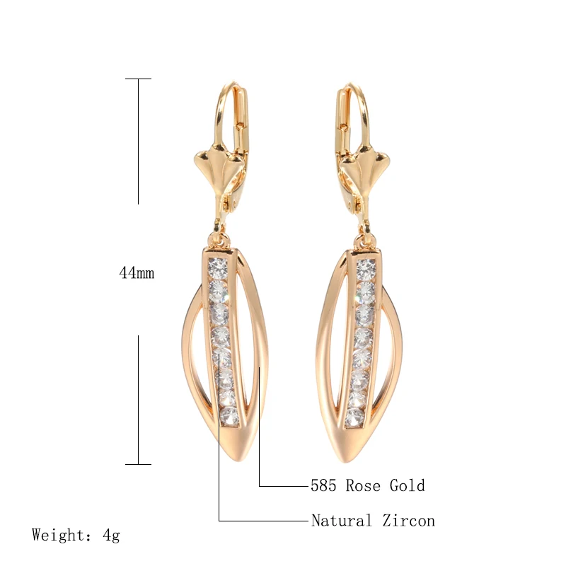 585 Rose Gold Color Dangle Earrings for Women Shiny Natural Zircon Modern Daily Easy Matching Fashion Jewelry dangle earrings,drop earrings,pendant earrings,long earrings