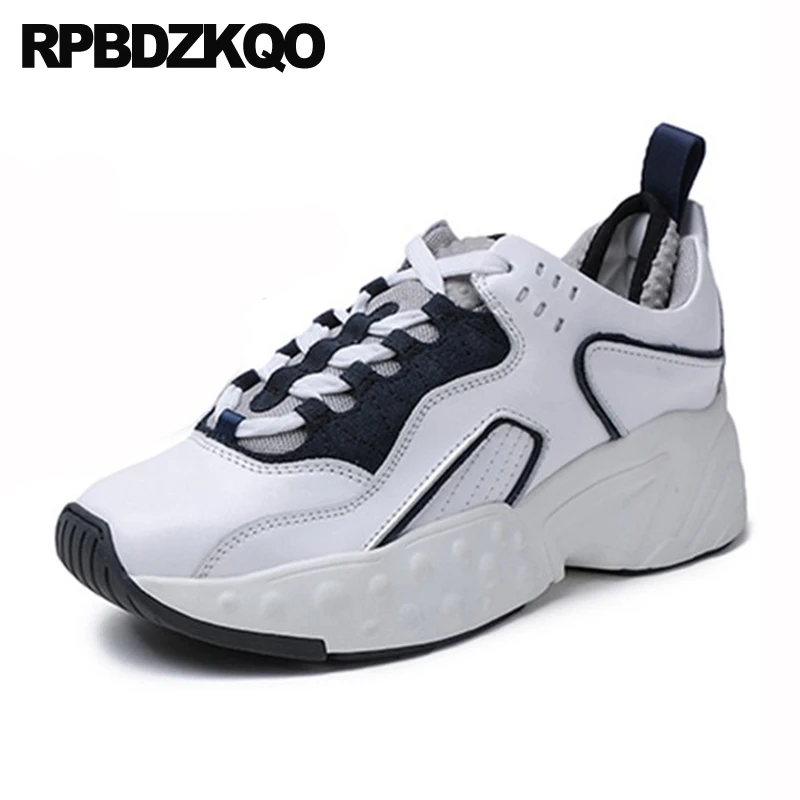 女性のための高品質の本革スニーカー マフィンの形をした厚いソールの靴 レディースフラット Aliexpress