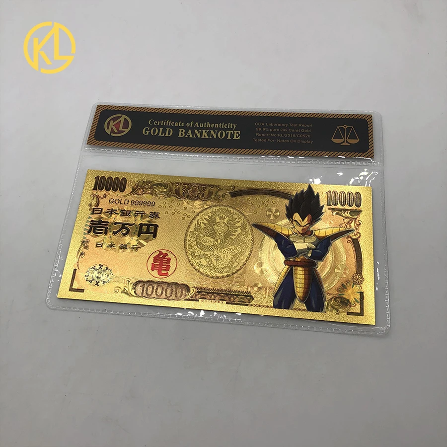 1 шт. Япония 10000 Йен банкнота Золотая фольга банкнота Qute dragon ball Sun Wukong позолоченная коллекция банкнот подарки - Цвет: 10 COA