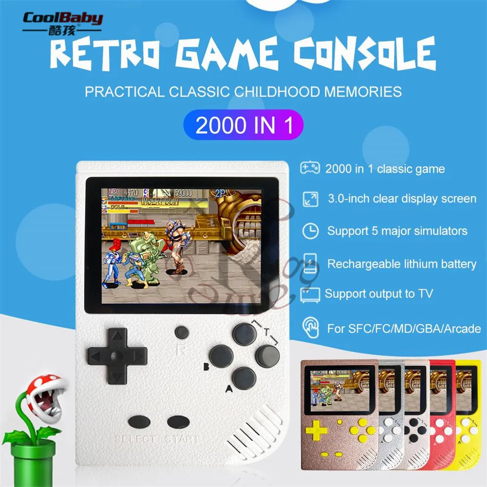 

Retro Game Mini Console Handheld Game Console 5 Simulator Built-in 2000in1 classic games 3.0'' LCD color support download