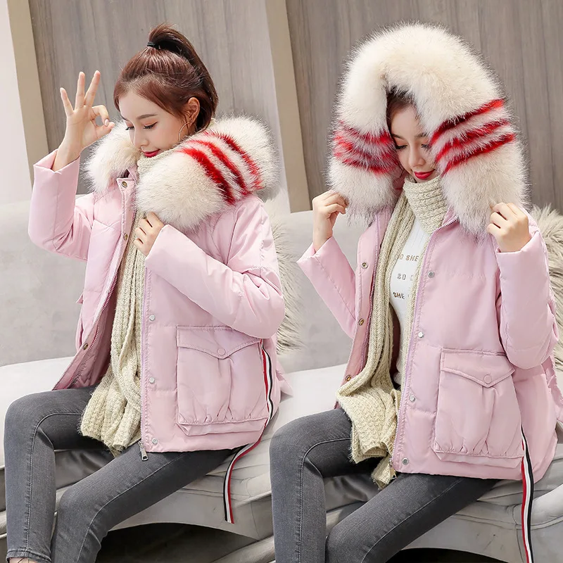 

Down Jacket Cotton-padded Clothes Women's Casual Short Large Size Cotton-padded Jacket Women's 2019 New Style Loose-Fit Large Fu