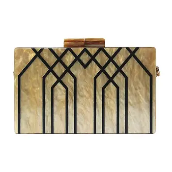 

Women Acrylic Clutch Geometric Patchwork Evening Bag Party Handbag Bridal Purse