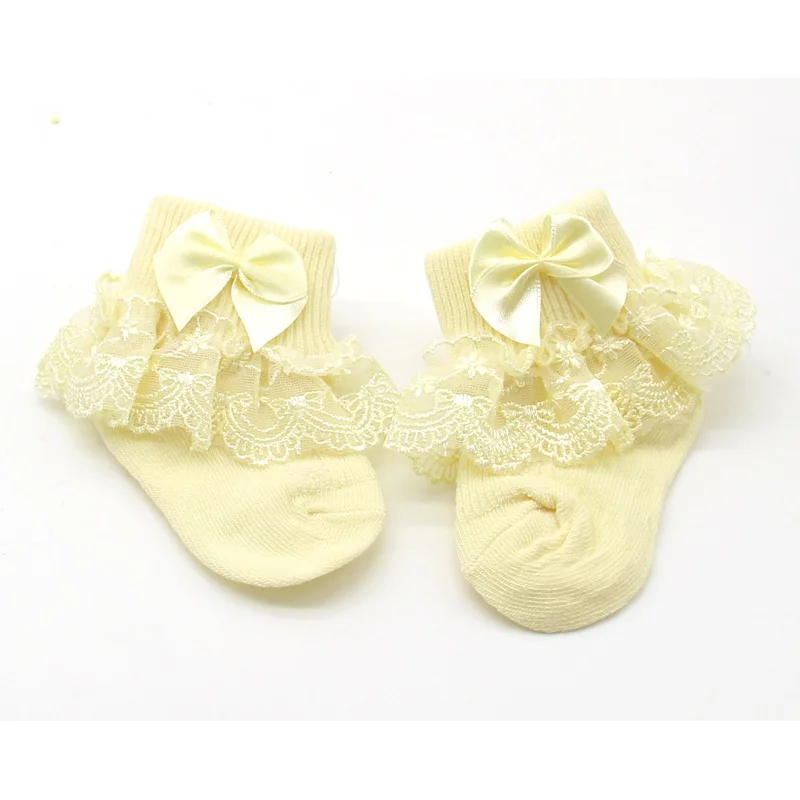 Популярные кружевные детские носки с бантом хлопоковый для новорожденных малышей носки для девочек носки для малышей вечерние носки принцессы