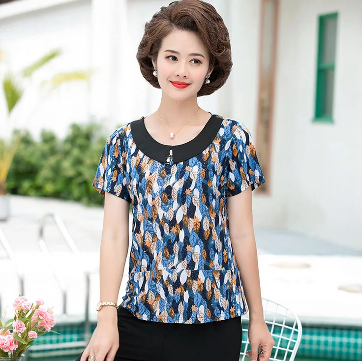 Летние женские топы Пуловеры Футболки с короткими рукавами Топы для мам среднего