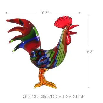 

New Glass Sculpture Colorful Rooster Glass Sculpture Home Decor Animal Ornament Gift Craft Decoration