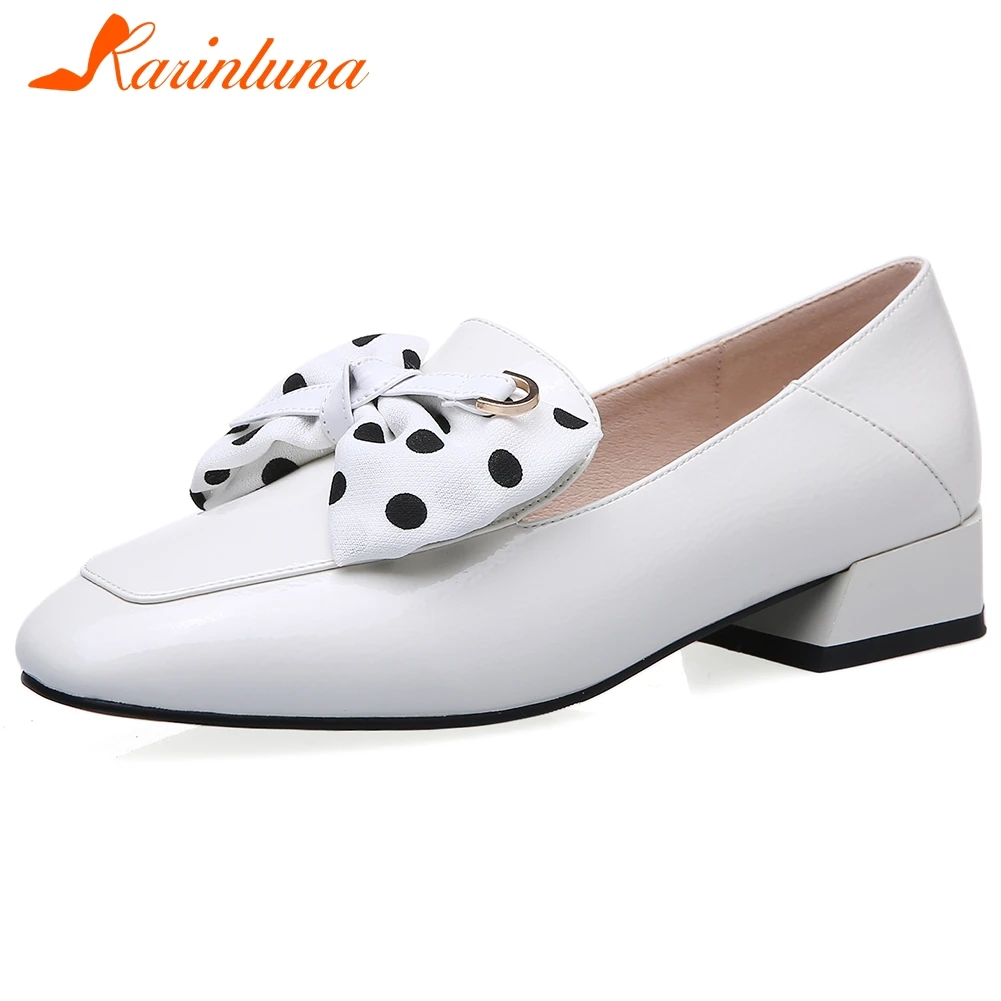 

Karinluna 2020 New Fashion Chunky Heels Sweet Bowtie Casual Shoes Woman Pumps Slip On Comfortable Pumps Women Shoes Footwear