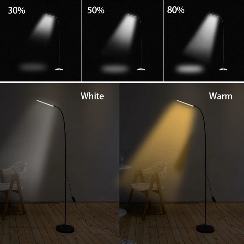 Современный светодиодный напольный светильник с затемнением, тонизирующий 72 светодиодный s USB Гибкий стоячий светильник для чтения с гибкой полосой для офиса и спальни