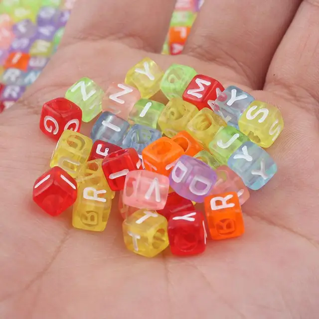 Mixed Letter Acrylic Beads Round Flat Alphabet Digital Cube Loose Spacer Beads For Jewelry Making Handmade Diy Bracelet Necklace 6x6mm Mix Letter