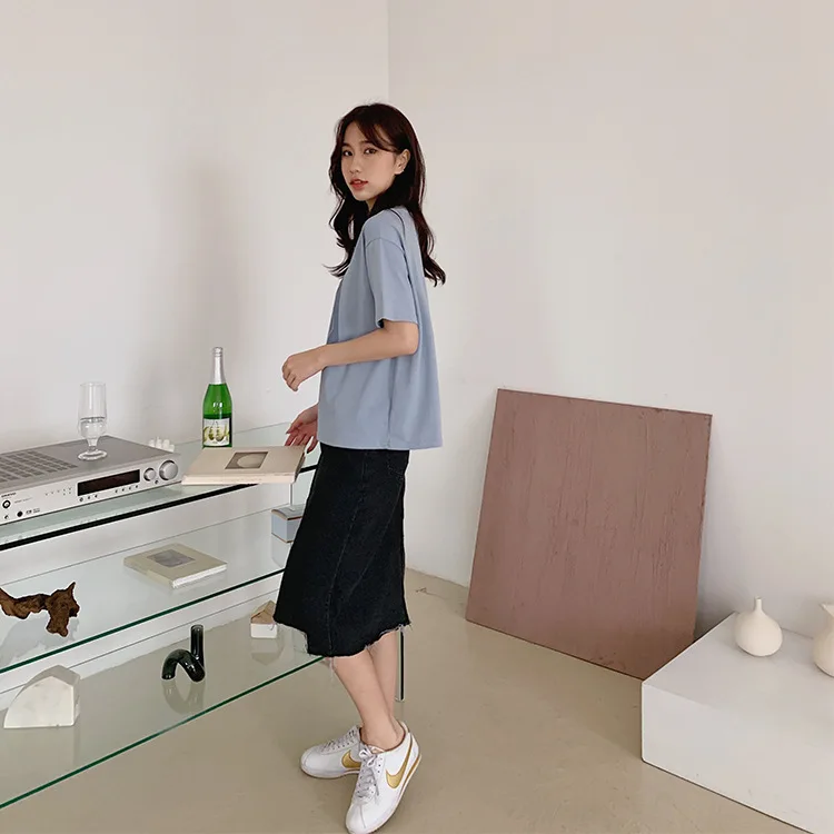 Abstract Print T-shirt Female Short Sleeve 2020 Summer New O-Neck Korean Women's Casual Tops Tees Harajuku