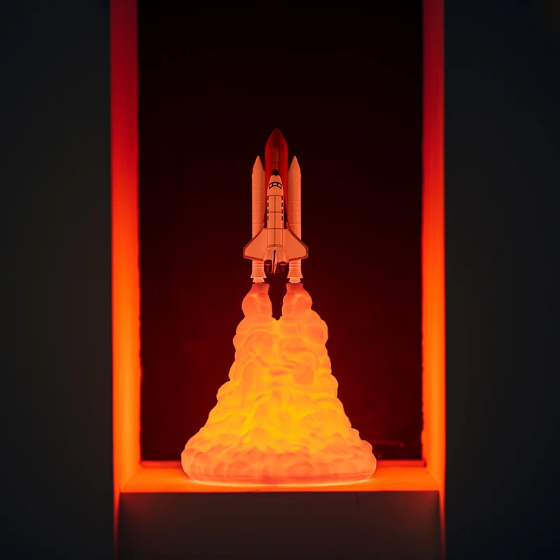 ASTRORA, 3D принт, Космический Шаттл, Ночной светильник, настольная лампа, домашний декор для любителей пространства, ракетная лампа, USB перезаряжаемая прикроватная лампа