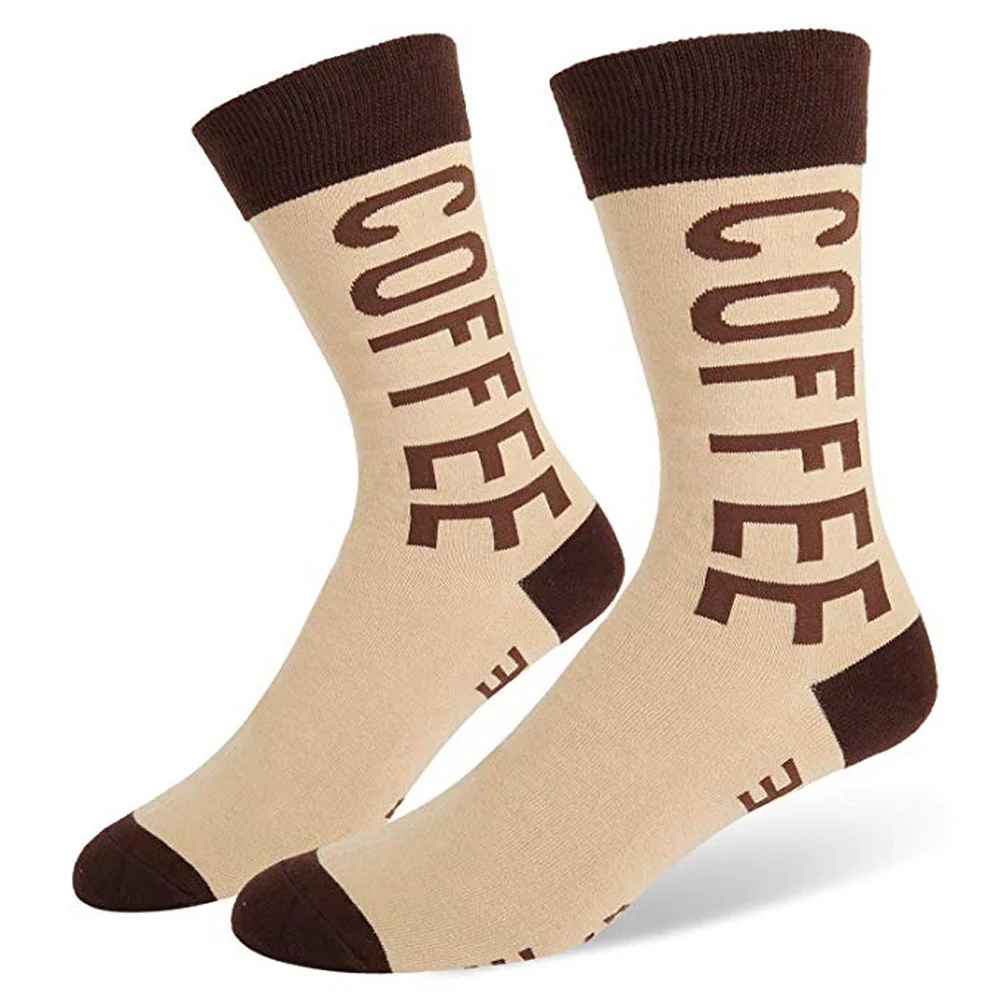 

Women Cotton Crew Socks Autumn Winter Fashion New Coffee Wine Printed Simple Creative Fun Printing Ladies Trend Short Socks