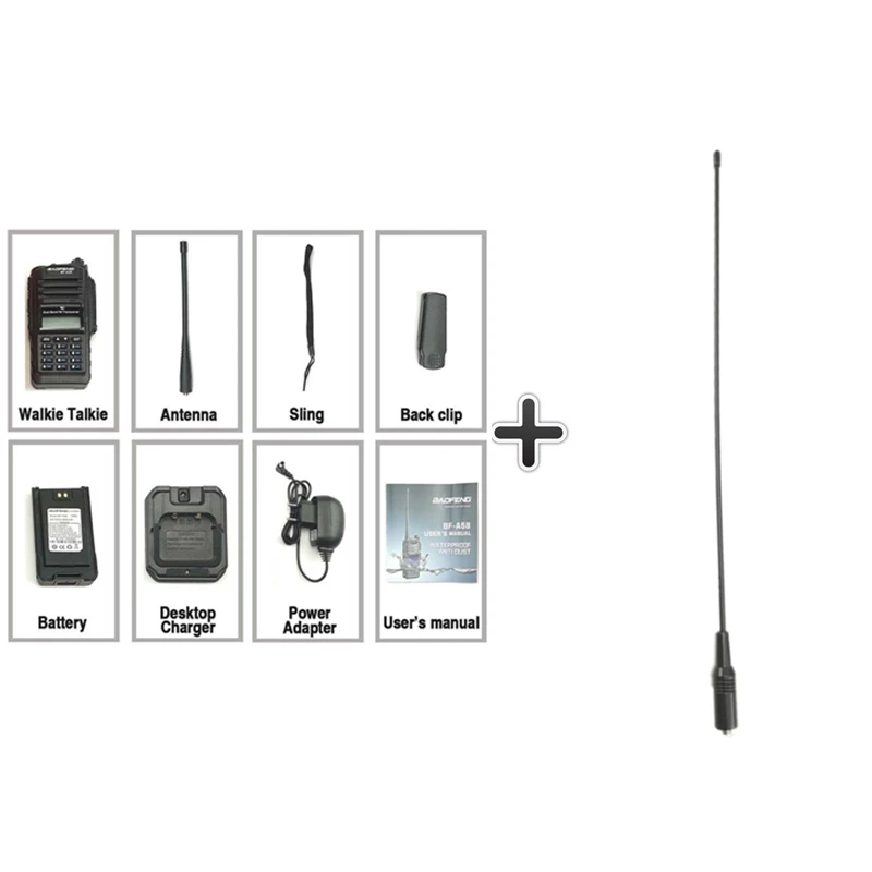Add a long antenna Baofeng BF-A58 Walkie Talkie IP67 Marine Waterproof UHF VHF Dual Band Two Way Radio Station Transceiver Ham Radio Baofeng BF A58 - Цвет: Add a long antenna