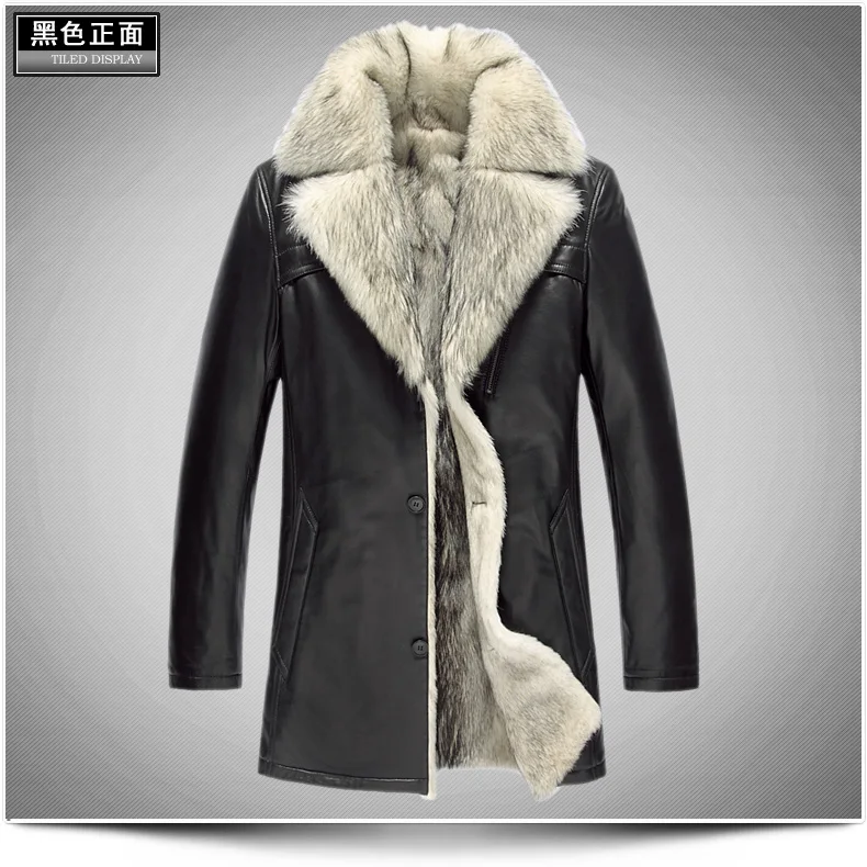 Куртка из натуральной кожи, зимняя мужская куртка, подкладка из натурального волка, пальто из овчины, Мужская одежда,, теплые меховые куртки размера плюс 5xl 5051