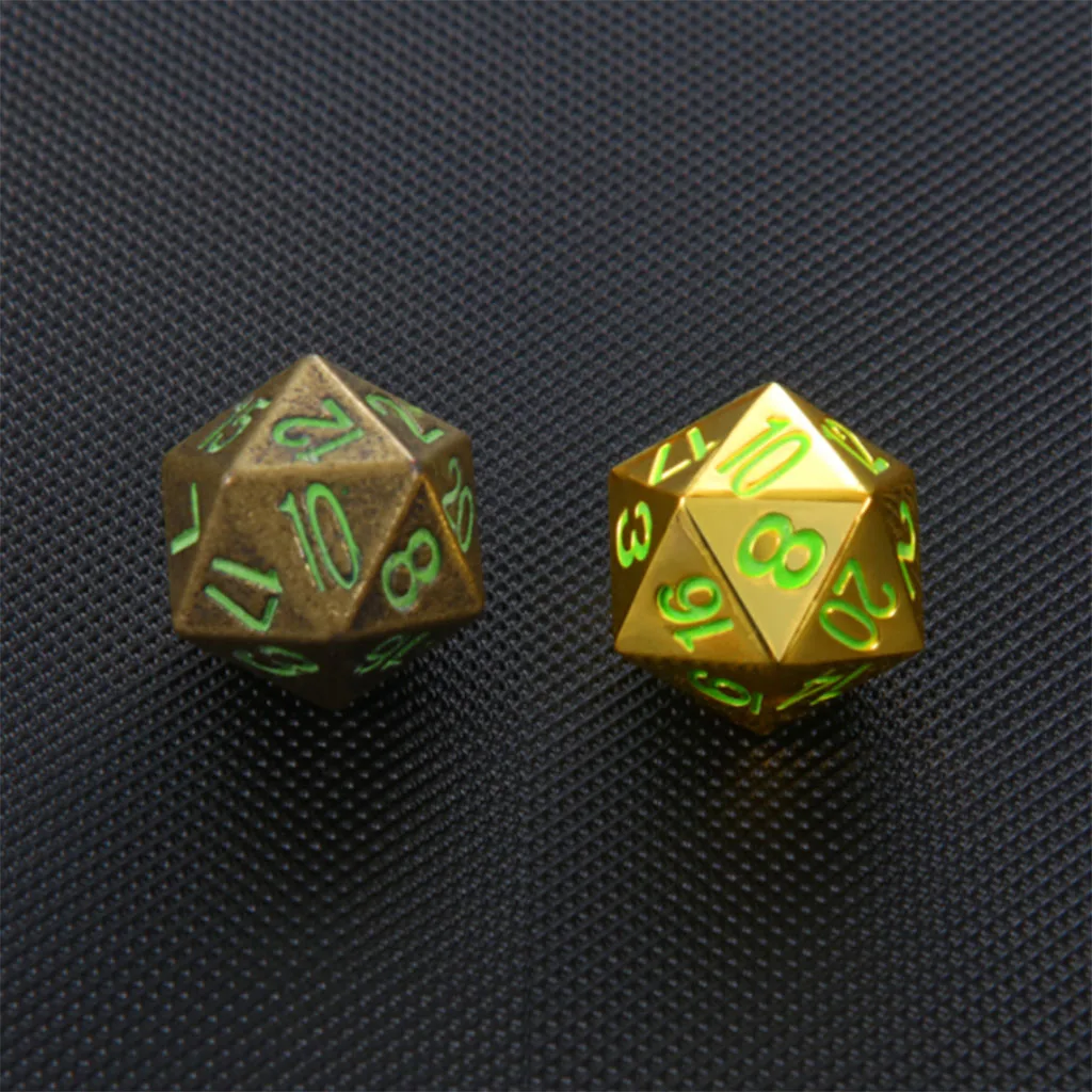 Твердые металлические D20 многогранные игральные кости для D & ролевых игр с