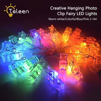 

TSLEEN 2m 4m Photo Clip lamp LED String lights Battery or USB DC 5V Christmas Holiday Party Wedding Decoration Fairy lights