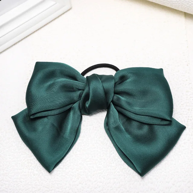 2 шт./ модный бантик для волос elactic hair band Мягкий Шифоновый бантик держатель для женщин девушек атласные трендовые женские аксессуары для волос - Цвет: Зеленый