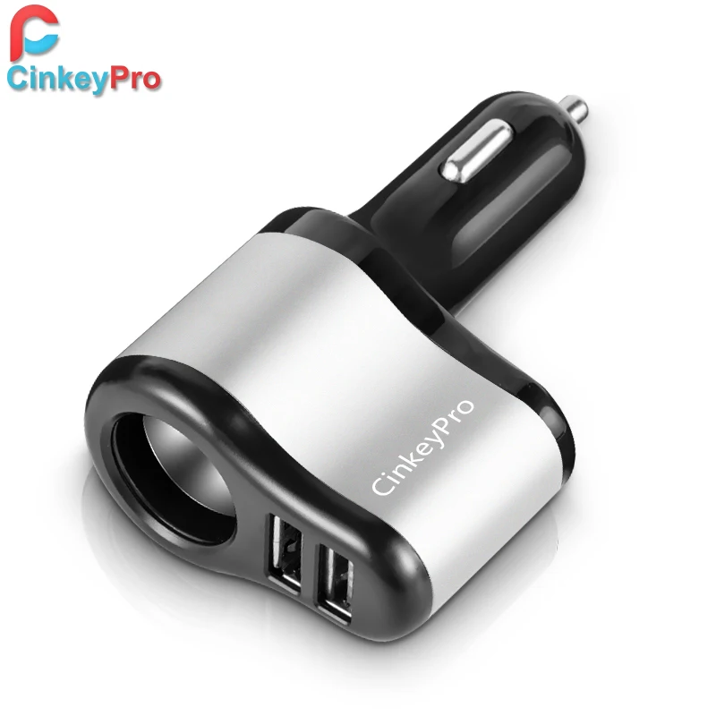 CinkeyPro автомобильное Зарядное устройство прикуриватель 2-Порты USB Зарядное устройство 2.1A автомобиля-Зарядное устройство мобильного телефона, Универсальные наушники для iPhone samsung зарядки