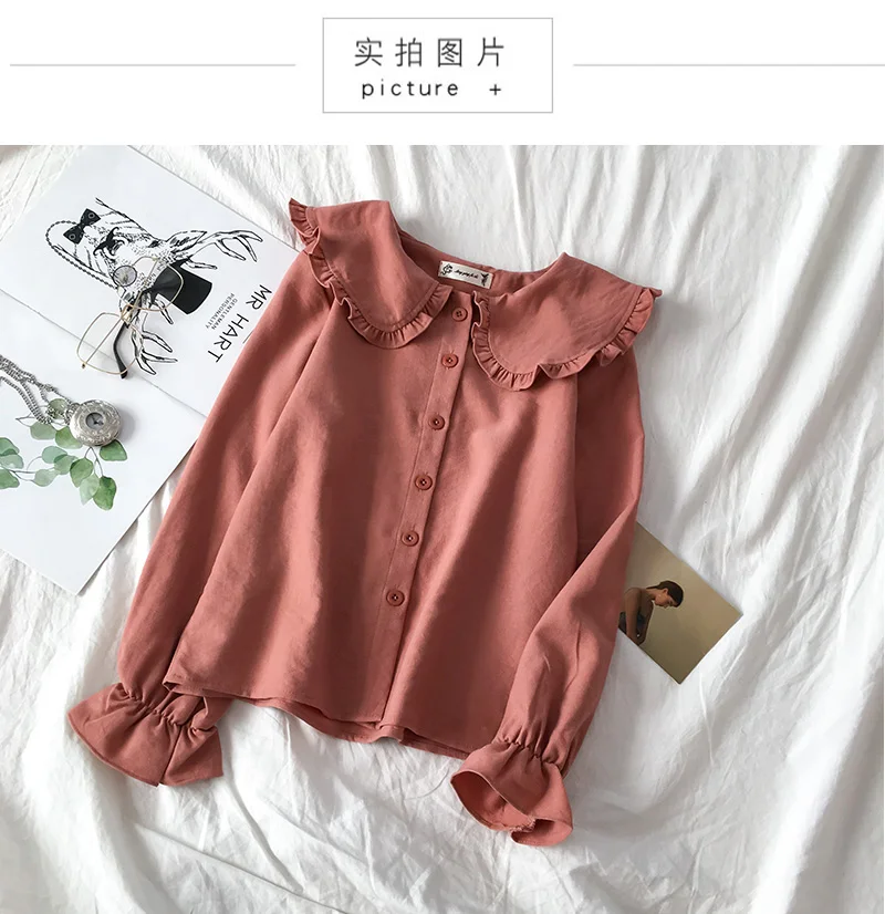 Shirts Women Peter Pan Collar Hot Sale Korean Style Trendy Fashion Students Kawaii Lovely Daily Streetwear Womens Casual Blouses