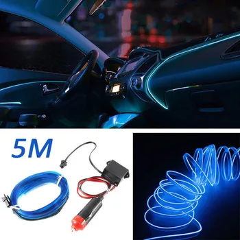 

Neon Strip Tape Blue EL Cold Light Wire&Adapter 5 Meter 12V Car Interior Fluorescent Reliable High-tech Bright