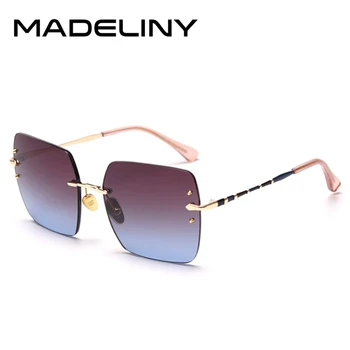 

MADELINY 2020 Luxury Rimless Polarized Sunglasses Women Vintage Square Brand Design Sun Glasses Female Gradient Glasses MA515