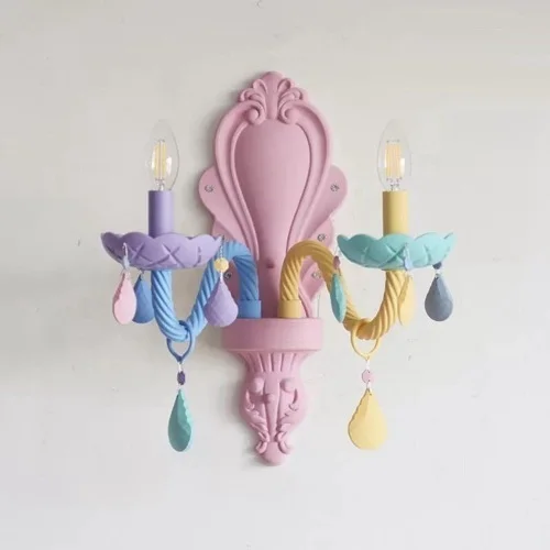 2 Heads LukLoy Macaron Хрустальная подвесная детская лампа романтическая простая хрустальная люстра креативная детская комната современные светильники - Цвет абажура: 2 Heads