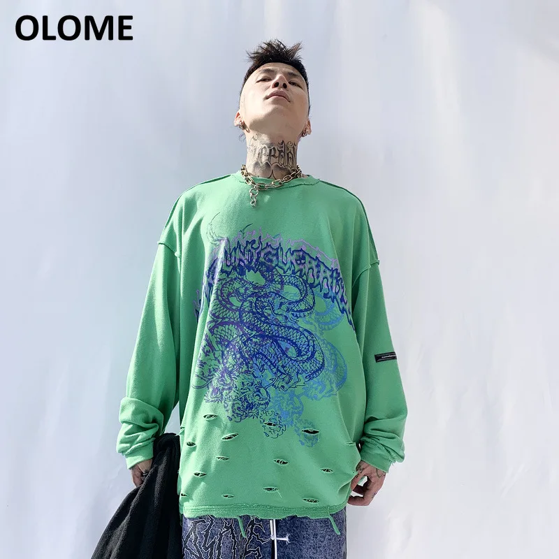 OLOME 2019 Весна и Осень Хип-Хоп Ретро тренд мужская одежда китайская ручная роспись