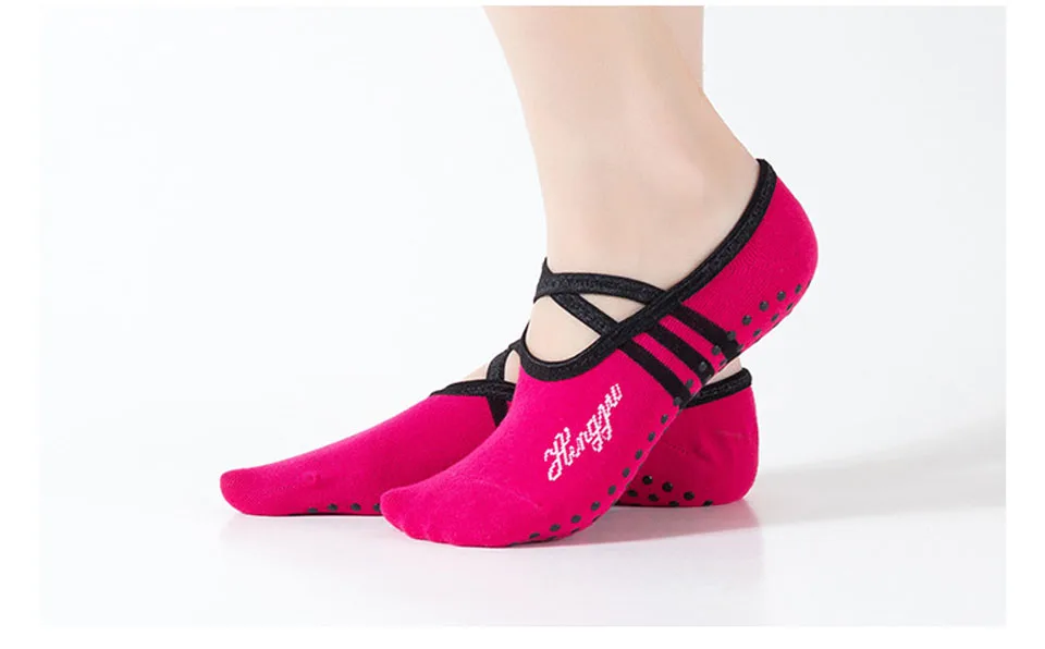 Loogdeel 1 пара спортивные носки для йоги и занятий в комнатные туфли; женские, не скользящие женские демпфирования повязки пилатес носок балетки каблук защитная накладка для танцев
