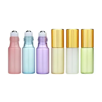 

5ML Pearl Color Glass Roll On Bottle with Metal Roller Ball Essential Oil Perfume Ball Bottle WB2408