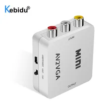 AV2VGA KEBIDU Mini HD Conversor Adaptador de Vídeo AV RCA CVBS ao Conversor De Vídeo VGA Conversor com Áudio de 3.5mm para conversor HDTV PC
