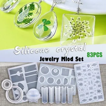 

83PC Of Diy Crystal Epoxy Glue Kit Bangle Pendant Jewelry Silicone Mold earrings necklace key chain Oval teardrop star heart