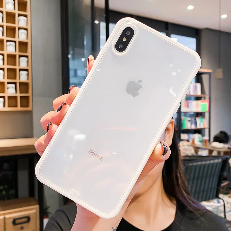 Противоударный прозрачный силиконовый мягкий чехол для телефона на iPhone X XS XR XS Max 8 7 6 6S Plus прозрачная задняя крышка защитный чехол - Цвет: White