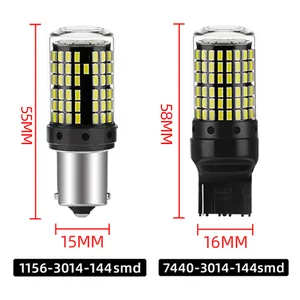 Image 5 - 1x 3014 144smd CanBus S25 1156 BA15S P21W LED BAY15D BAU15S PY21W lamp T20 LED 7440 W21W W21/5W led Bulbs For Turn Signal Light