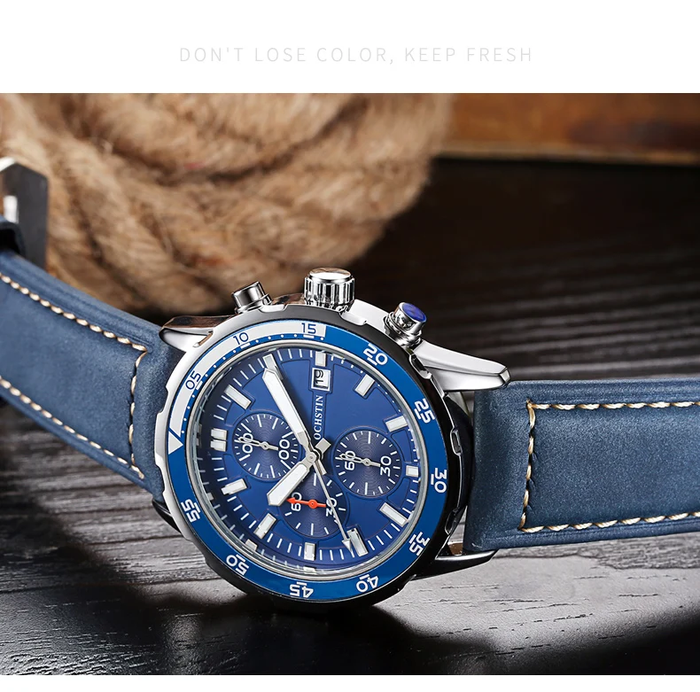 OCHSTIN New Man Watches Military Pilot Chronograph Men's Quartz Wrist Watch Sport Nylon Leather Strap Clock Relogio Masculino