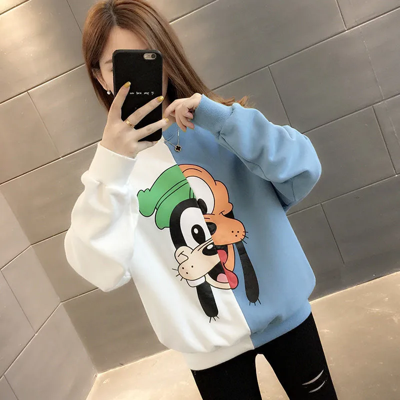 Harajuku Oversized Pullover Hoodies Loose Sweatshirt Kawaii Cartoon Printed Sweatshirt Women Hooded female Streetwear Students