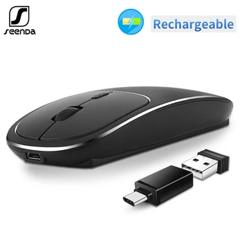 

SeenDa Type-C Wireless Mouse Rechargeable 2.4G USB Wireless Metal Mouse Slim Silent Type C Mice for Macbook Laptop Notebook