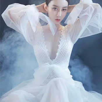 

Women's dress lace blazer dresses white elegant fishtail spring winter ladies long sleeve notched sexy evening party dress lady