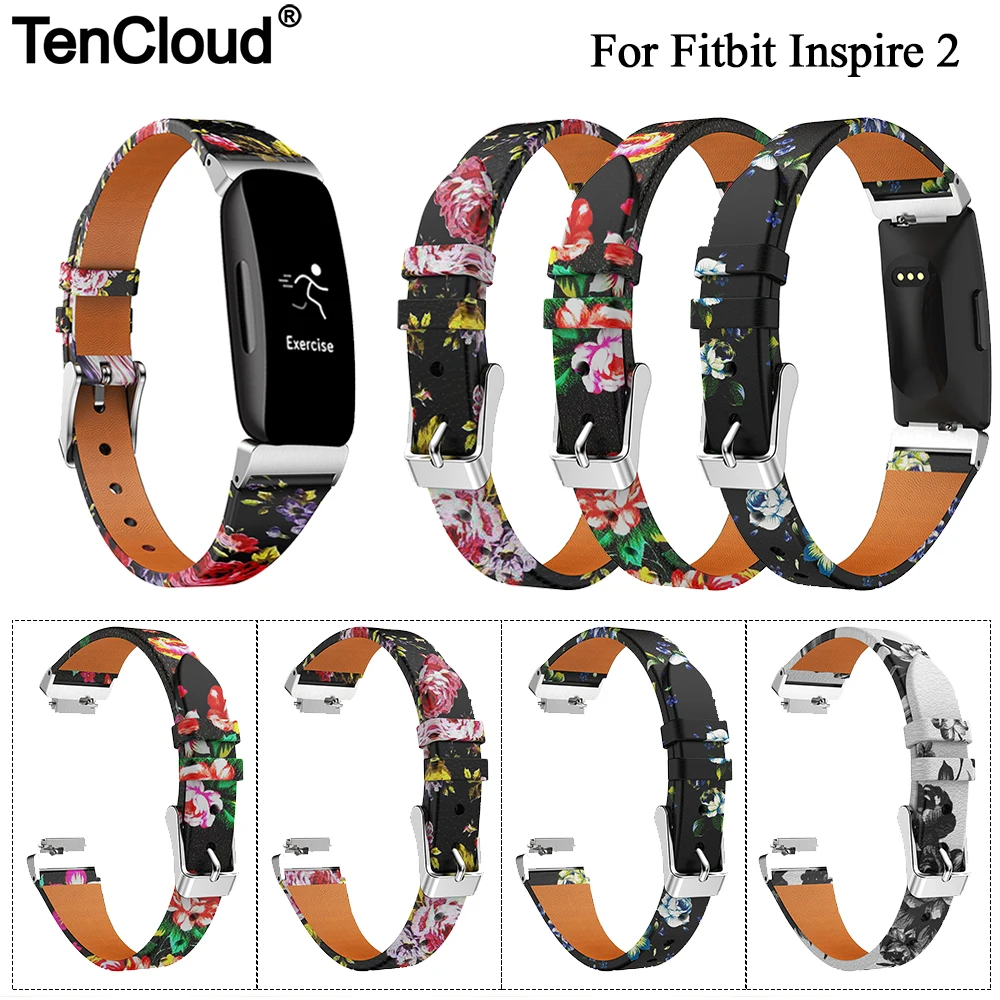 

Tencloud Wrist Strap For Fitbit Inspire 2 Band Bracelet For Inspire2 Replacement Leather Loop Smart Watch Accessories Adjustable