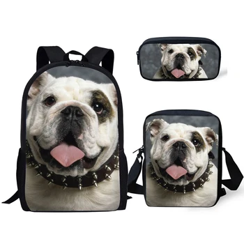 

2020 Kids Backpack Clever Bulldog Prints Pattern School Bags Lively Animal Design 3PC/Set Students Back to School Book Bags