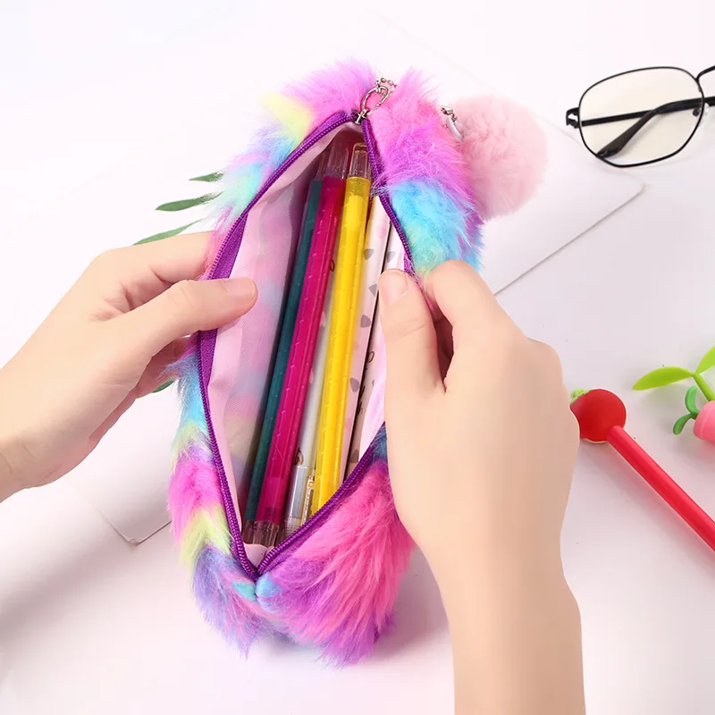 Плюшевый чехол-карандаш с милым радужным холстом для школы kawaii estuche para lpices для девочек trousse scolaire cartuchera lapices astuccio