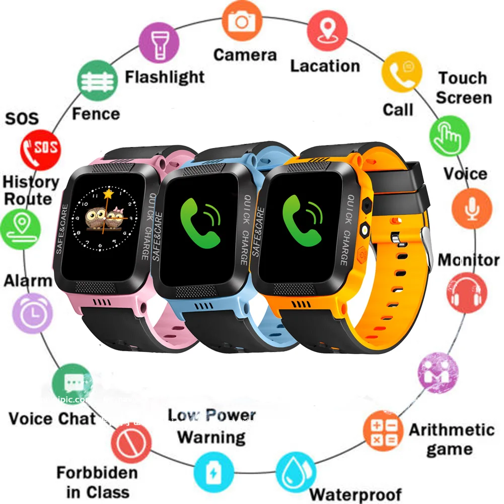 Gps трекер Детские умные часы телефон фонарик SOS Вызов сигнализация счетчик шагов камера USB2.0 для детей ребенок sim-карта 2G 3g