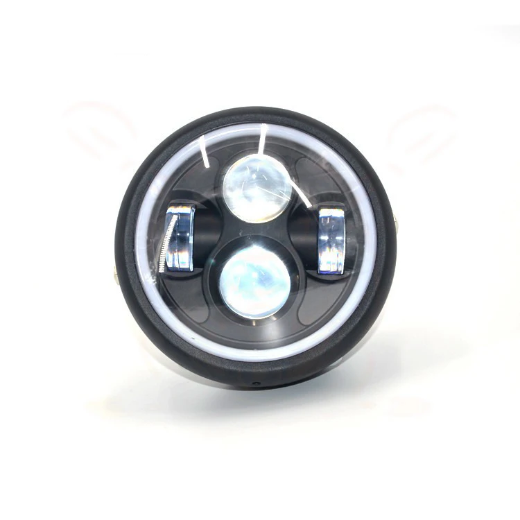 6," Angel Eye DRL фара мотоцикла для спортстеров XG XR VRSCD Dyna проектор светодиодный хром круглая фара