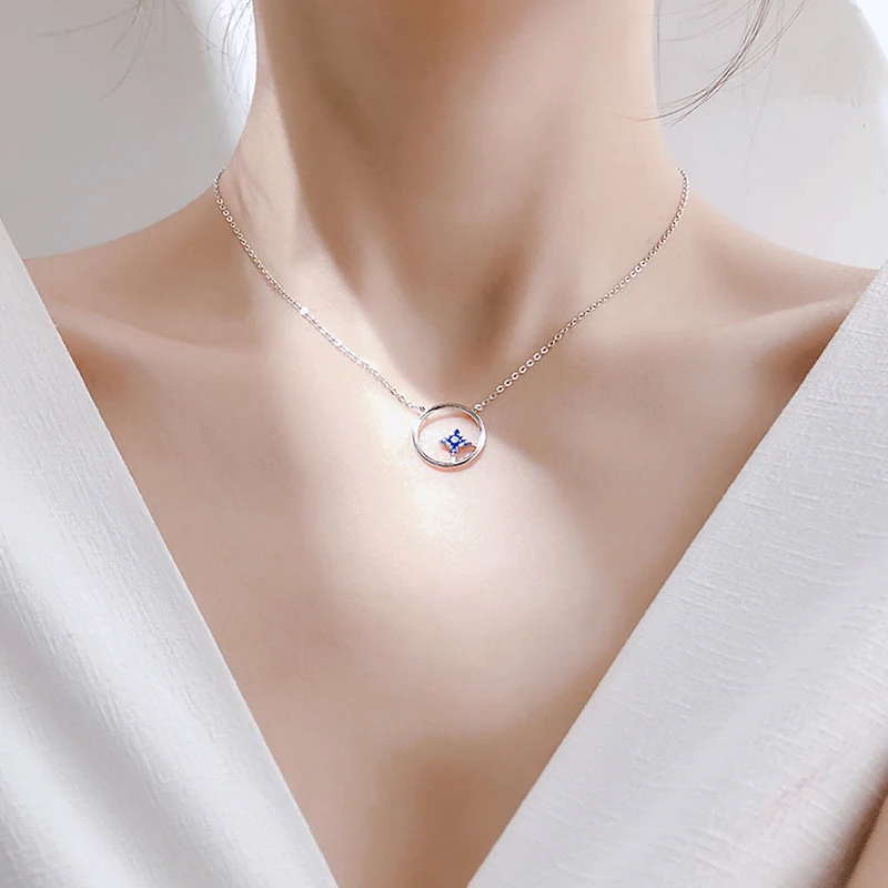 

Utimtree Simple Hollow Round Chokers Necklaces for Women Collar 925 Sterling Silver Zircon Clavicle Necklace Girls Party Jewelry