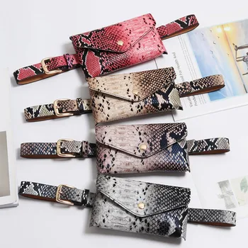 

Serprntine Waist Bag Women New Top Sell Waist Pack Fanny Leather Fashion Snake Skin Waist Belt Droppship Freeship heuptas dames