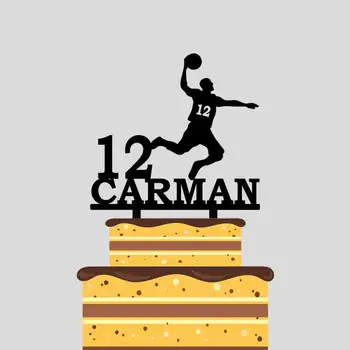 

Personalized Boys Birthday Cake Topper Custom Name Age Boy Play Handball Cake Topper For Birthday Party Cake Decoration YC141