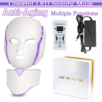 7 Colors Light LED Facial Mask with Neck Face Care Treatment Beauty Anti Acne Therapy Face Whitening Skin Rejuvenation Machine 1