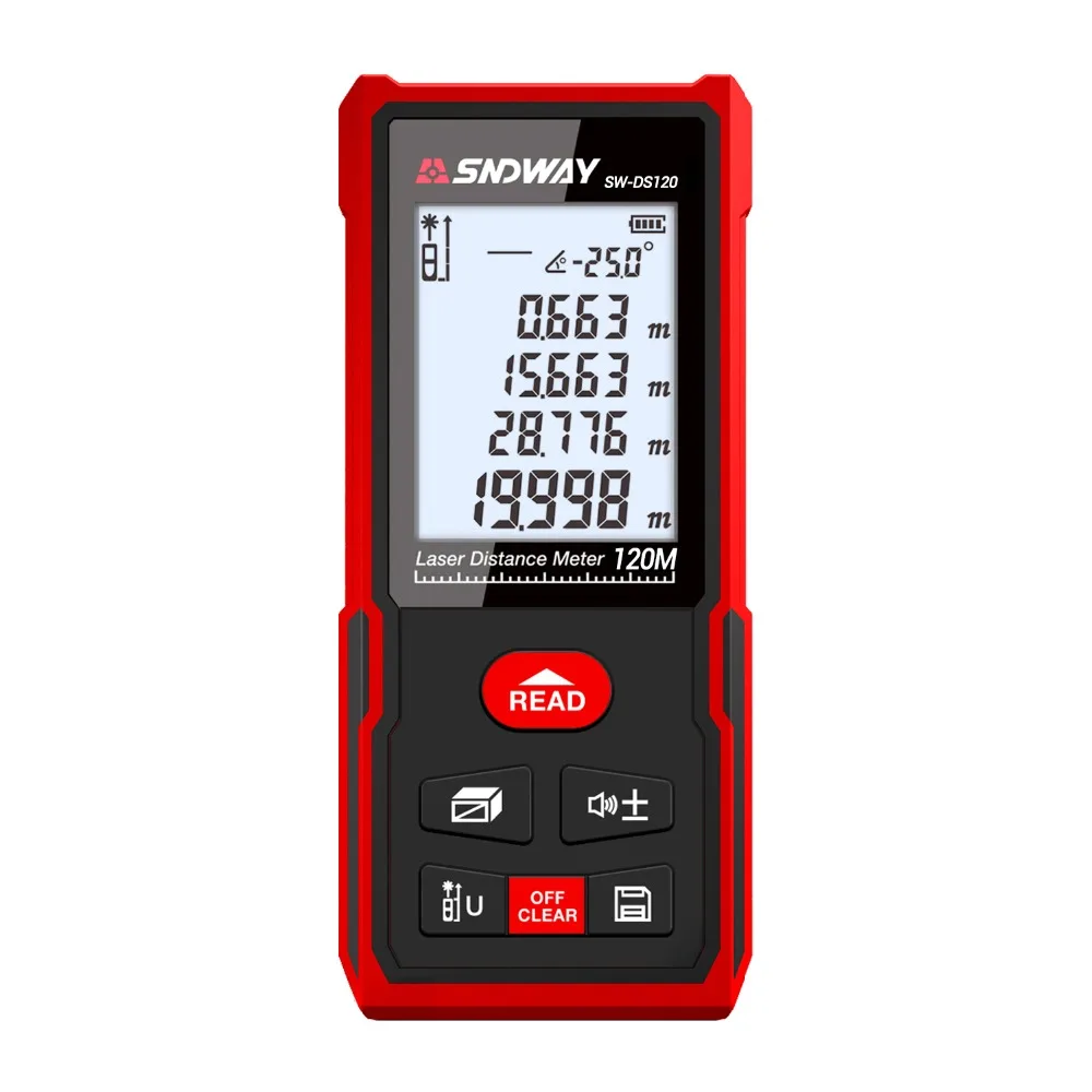 SNDWAY Digital Laser Distance Meter 120m 100m 70m 50m Laser Rangefinder Range Finder Measure Tape Tools Electronic Angle Ruler